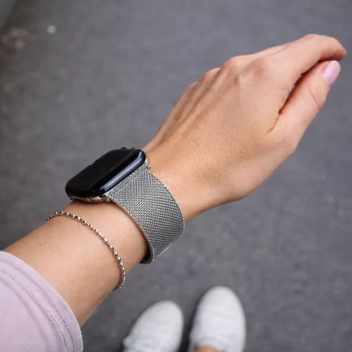 Apple Watch csatos milánói fém óraszíj /ezüst/ 44/45/46/49 mm