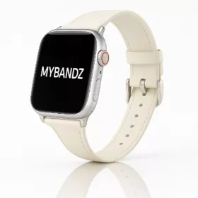   Apple Watch vékony bőróraszíj /krémfehér/ - ezüst csattal 40/41 és 42mm