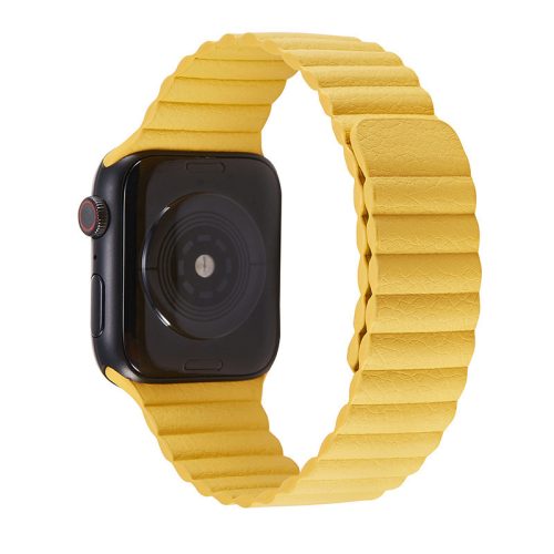 Apple Watch mágneses bőróraszíj /sárga/ 42/44/45/49 mm