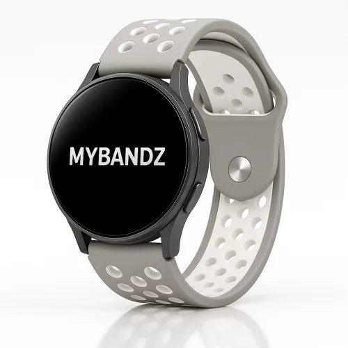 MYBANDZ Lélegző szilikon óraszíj / szürke-fehér / 20mm