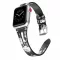 Apple Watch lélegző bőróraszíj /fekete-virágmintás/ - 40/41 és 42mm