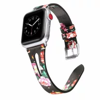   Apple Watch lélegző bőróraszíj /pink virág/ - 42/44/45/49mm