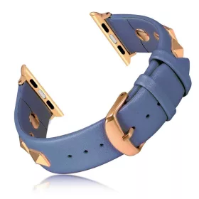   Apple Watch piramis bőróraszíj-kékeslila-rosegold 42/44/45 és 49mm