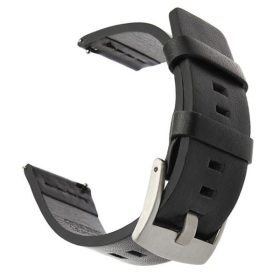   MYBANDZ Olasz prémium bőróraszíj / fekete-ezüst csattal / 18mm