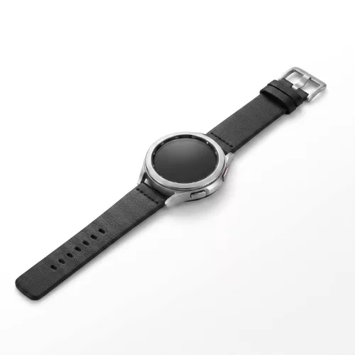 MYBANDZ Olasz prémium bőróraszíj / fekete-ezüst csattal / 18mm