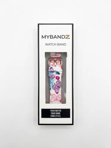 MYBANDZ Szilikon óraszíj rosegold csattal (pillangó mintás) / 22mm