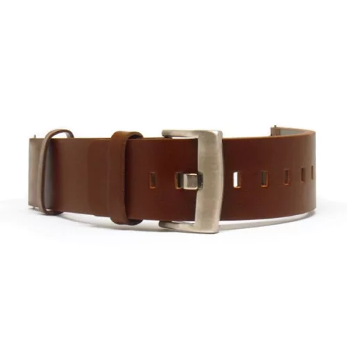 MYBANDZ Olasz prémium bőróraszíj / barna-ezüst csat / 22mm