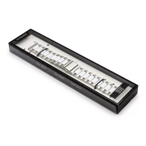 MYBANDZ Klasszikus fém óraszíj /ezüst-fehér/ / 22mm