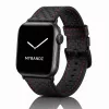 Apple Watch karbonszálas bőróraszíj - fekete - piros varrás 40/41 és 42mm