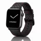 Apple Watch karbonszálas bőróraszíj - fekete - piros varrás 40/41 és 42mm