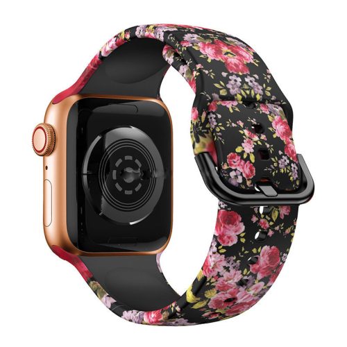 Apple Watch csatos szilikon óraszíj /black rose/ 42/44/45/49 mm