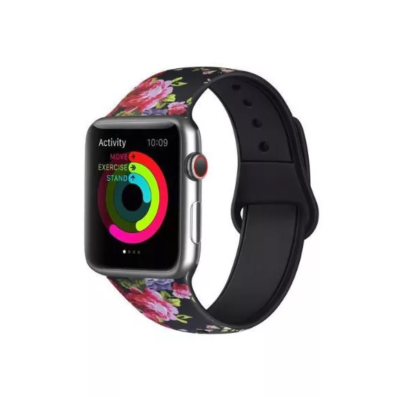 Apple Watch csatos szilikon óraszíj /black rose/ 44/45/46/49 mm