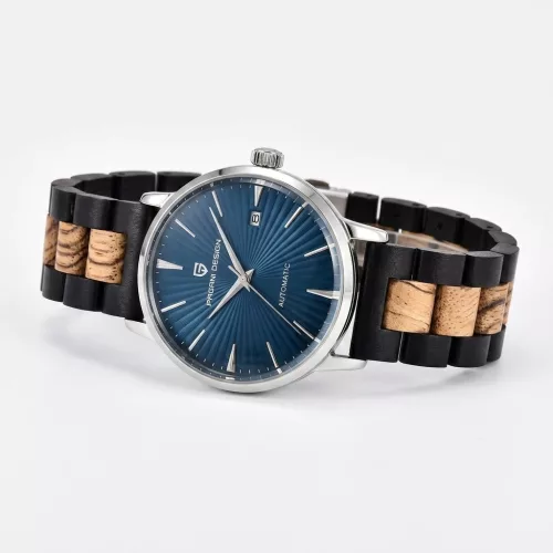 MYBANDZ Klasszikus fa óraszíj / fekete-barna / 22mm