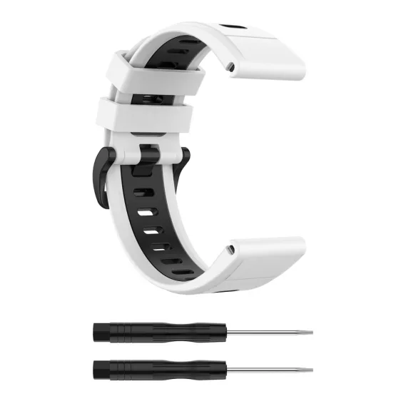 MYBANDZ Sportos két színű szilikon óraszíj - fehér-fekete (Garmin 20mm Quick Fit)
