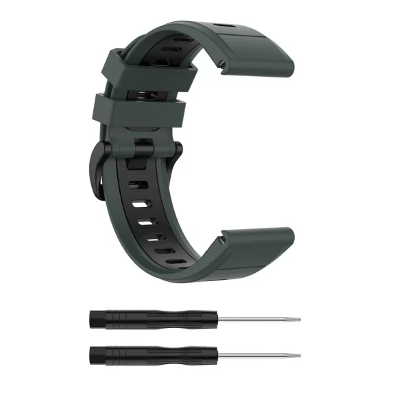 MYBANDZ Sportos két színű szilikon óraszíj - sötétzöld (Garmin 26mm QuickFit )