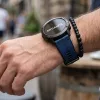 MYBANDZ Bőr és szilikon szíj - éjkék (22mm QuickFit )