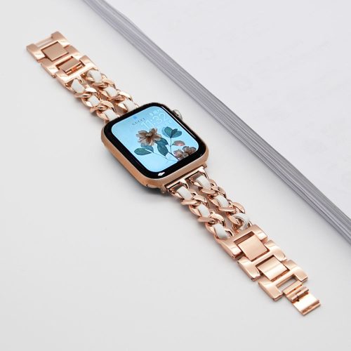 Apple Watch Dubaj óraszíj / rosegold-fehér / 38/40/41 mm