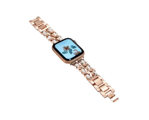 Apple Watch Dubaj óraszíj / rosegold-fehér / 42/44/45/49 mm
