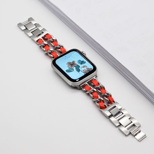 Apple Watch Dubaj óraszíj / ezüst-narancs / 38/40/41 mm