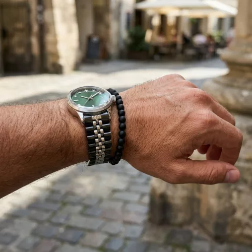 MYBANDZ Steel'o fém óraszíj / fekete-ezüst/ 20mm