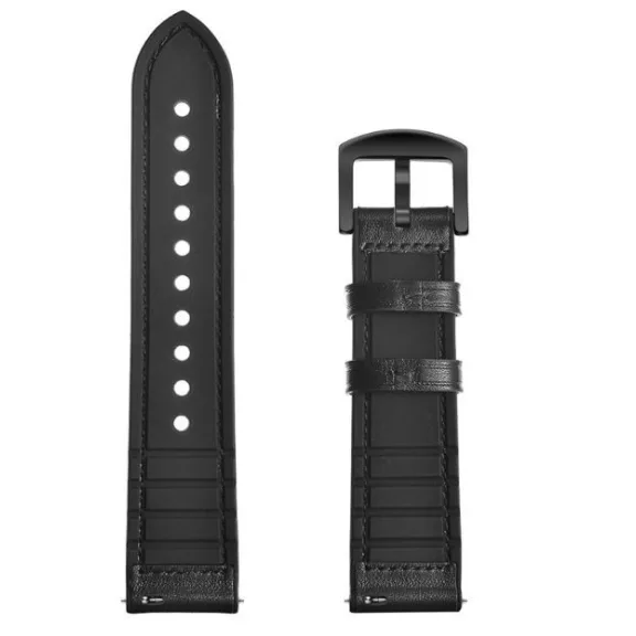 MYBANDZ Kívül puha bőr belül szilikon óraszíj /fekete/ / 20mm