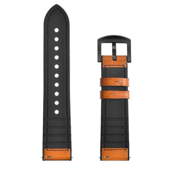 MYBANDZ Kívül puha bőr belül szilikon óraszíj /vörösesbarna/ 20mm