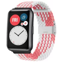   MYBANDZ Elasztikus szövet szíj /fehér-rózsaszín/-Huawei Watch Fit 1