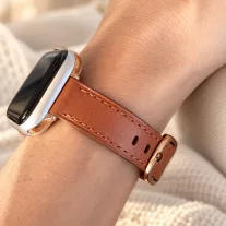   Apple Watch körcsatos bőróraszíj fém csattal /barna/ 44/45/46/49 mm