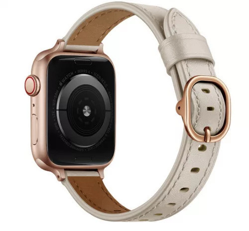 Apple Watch körcsatos bőróraszíj fém csattal /krémfehér/ 42/44/45/49 mm