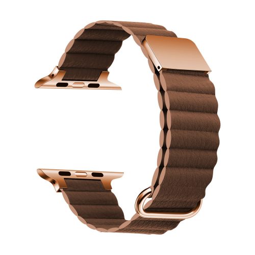Apple Watch mágneses bőróraszíj fém csattal /kávébarna/ 38/40/41 mm