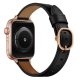 Apple Watch körcsatos bőróraszíj fém csattal /fekete/ 38/40/41 mm