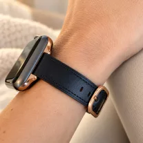   Apple Watch körcsatos bőróraszíj fém csattal /fekete/ 40/41 és 42mm