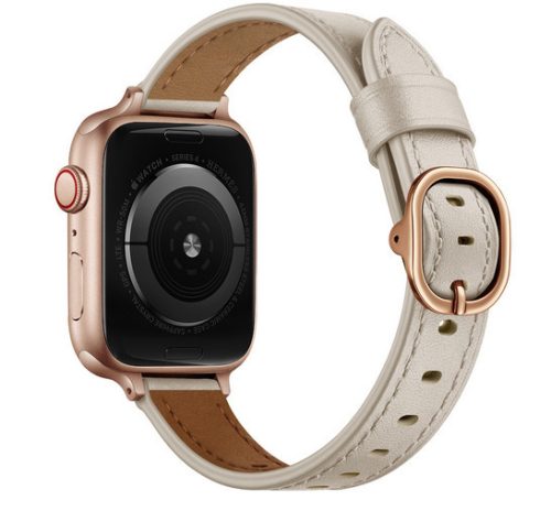 Apple Watch körcsatos bőróraszíj fém csattal /krémfehér/ 38/40/41 mm