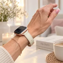   Apple Watch körcsatos bőróraszíj fém csattal /bézs/ 40/41 és 42mm
