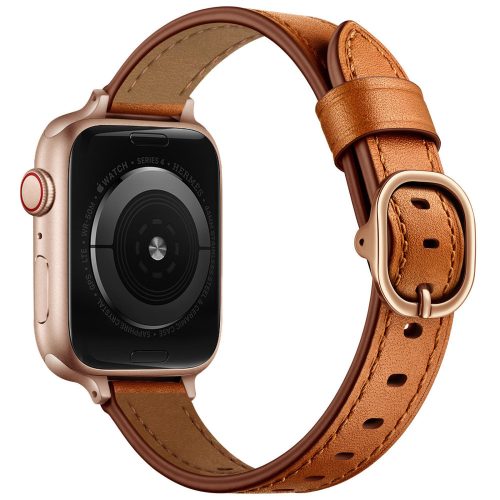 Apple Watch körcsatos bőróraszíj fém csattal /barna/ 38/40/41 mm
