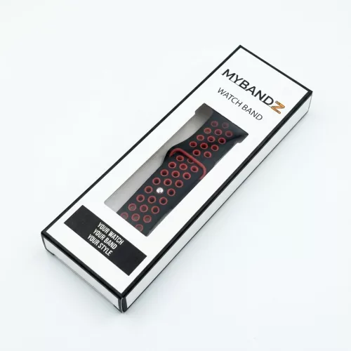 MYBANDZ Lélegző szilikon óraszíj / fekete-piros / 20mm