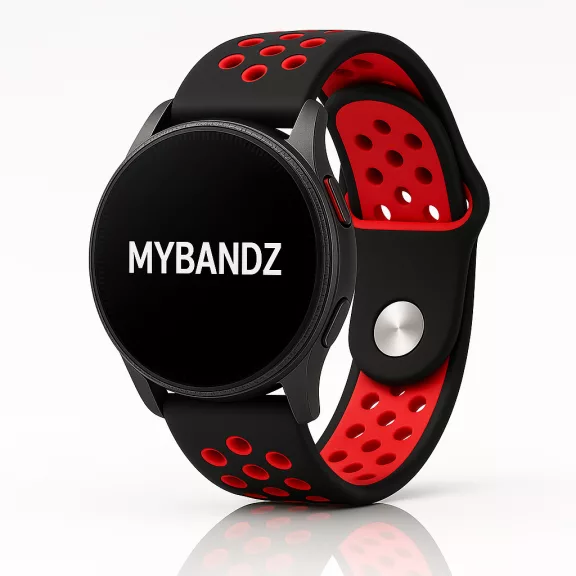 MYBANDZ Lélegző szilikon óraszíj / fekete-piros / 20mm