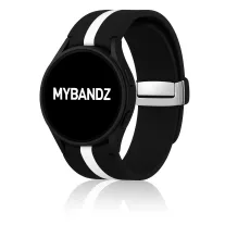   MYBANDZ Csíkos szilikon óraszíj Galaxy Watch 4-5-6-7 /fekete-fehér/ 20mm