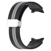   MYBANDZ Csíkos szilikon óraszíj Galaxy Watch 4-5-6-7 /fekete-szürke/ 20mm