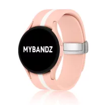   MYBANDZ Csíkos szilikon óraszíj Galaxy Watch 4-5-6-7 /pink-fehér/