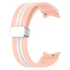 MYBANDZ Csíkos szilikon óraszíj Galaxy Watch 4-5-6-7 /pink-fehér/