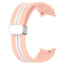   MYBANDZ Csíkos szilikon óraszíj Galaxy Watch 4-5-6-7 /pink-fehér/