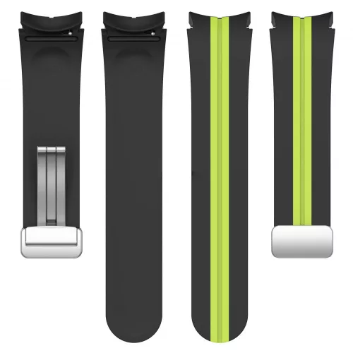 MYBANDZ Csíkos szilikon óraszíj Galaxy Watch 4-5-6-7 /fekete-zöld/