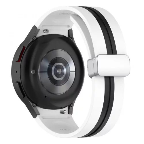 MYBANDZ Csíkos szilikon óraszíj Galaxy Watch 4-5-6-7 /fehér-fekete/