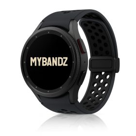   MYBANDZ Lélegző mágneszáras szilikon óraszíj Galaxy Watch 4-5-6-7 /fekete(fekete csat)