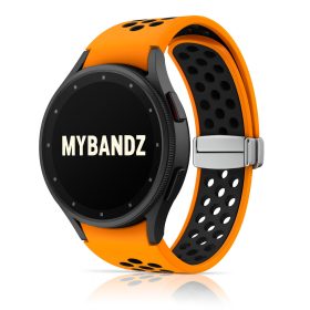   MYBANDZ Lélegző mágneszáras szilikon óraszíj/narancs-fekete/ Galaxy Watch 4-5-6-7-7