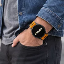   MYBANDZ Lélegző mágneszáras szilikon óraszíj/narancs-fekete/ Galaxy Watch 4-5-6-7-7