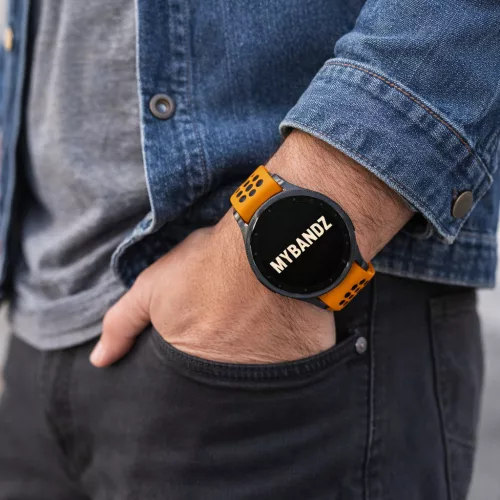 MYBANDZ Lélegző mágneszáras szilikon óraszíj /narancs-fekete(fekete csat) Galaxy Watch 4-5-6-7