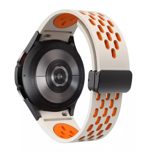 MYBANDZ Lélegző mágneszáras szilikon óraszíj /bézs-narancs Galaxy Watch 4-5-6-7-7