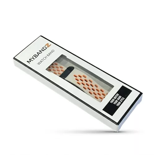 MYBANDZ Lélegző mágneszáras szilikon óraszíj /bézs-narancs Galaxy Watch 4-5-6-7-7